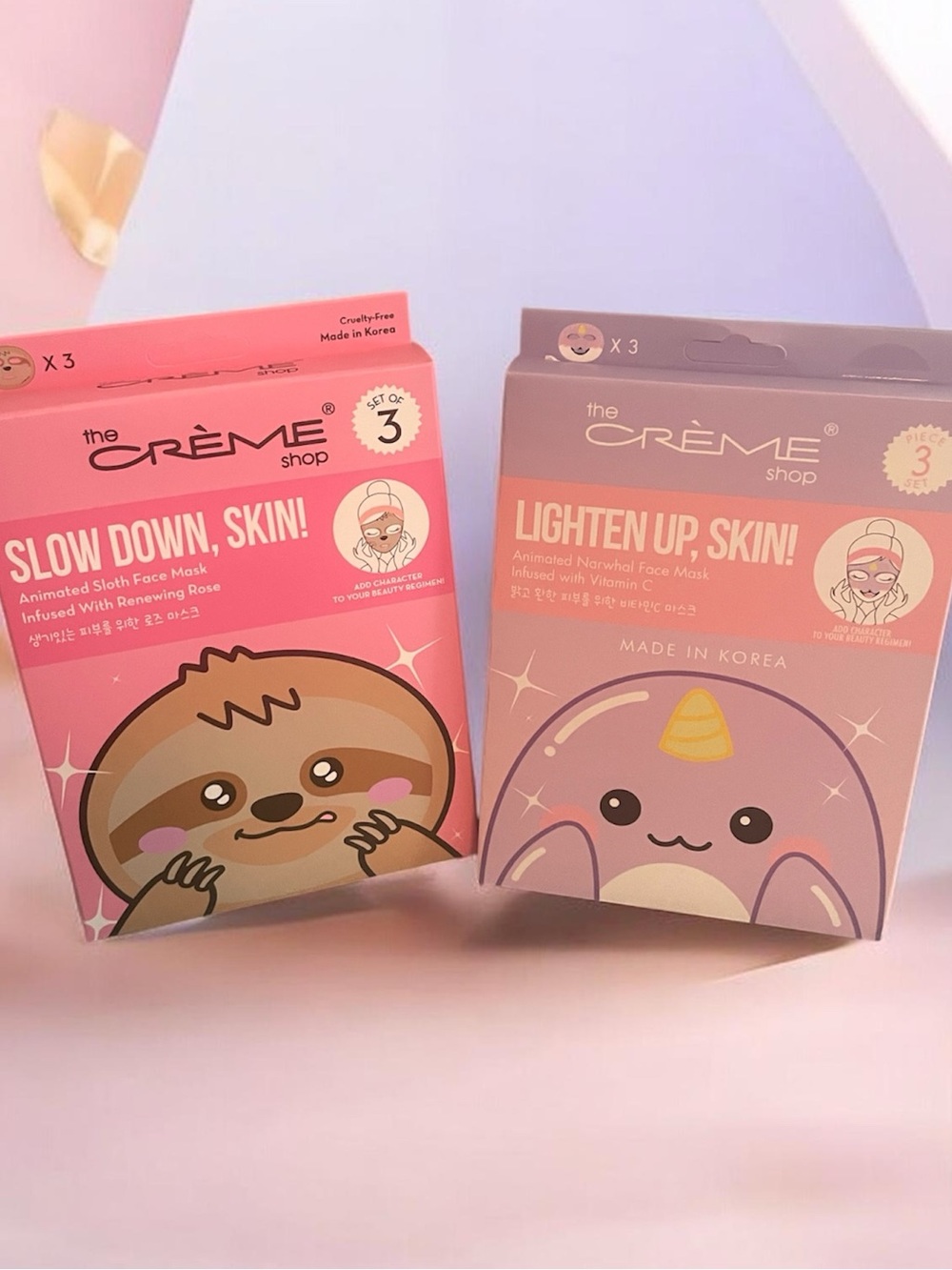 The Crème Shop 'Slow Down, Skin!' & 'Lighten Up, Skin!' Face Mask Duo - Pink
